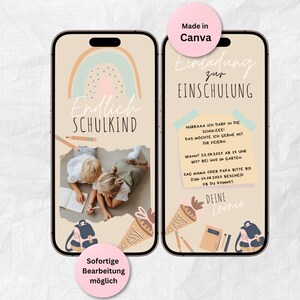Convite para matrícula escolar no estilo Boho | Finalmente um cartão de estudante | Matrícula escolar digital para a 1ª série | Cartão de convite para download instantâneo