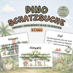 Dino Schatzsuche Kinder Indoor | Schnitzeljagd Zuhause 4–7 Jahre | Dinosaurier Geburtstag Spiel | Regenwetter Beschäftigung | PDF Download