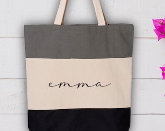 Personalized Tote Bags for Women, Bridal Party Gifts, Bachelorette Gift Bag, Custom Name Canvas Tote Bag, Wedding Tote Bag, Bridesmaid Gifts