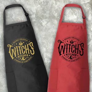 Kitchen Witch Apron, Witchy Apron, Gift For Halloween, Autumn Apron Gift, Kitchen Witchcraft Apron, Halloween Kitchen, Apron With Pockets