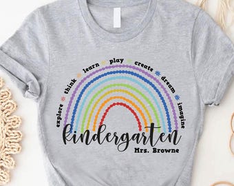 Custom Kindergarten Teacher Tshirt, Kindergarten Teacher Tee, Gift for Kindergarten Teacher, Teacher Appreciation Shirt, Teacher Crew Shirt