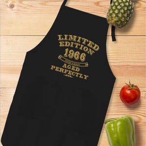 60th Birthday Apron, Funny Gifts For Dad, Cooking Apron For Women-Men, Custom Year Apron, 60 Years Old Gift, 1965 Aged To Perfection Apron
