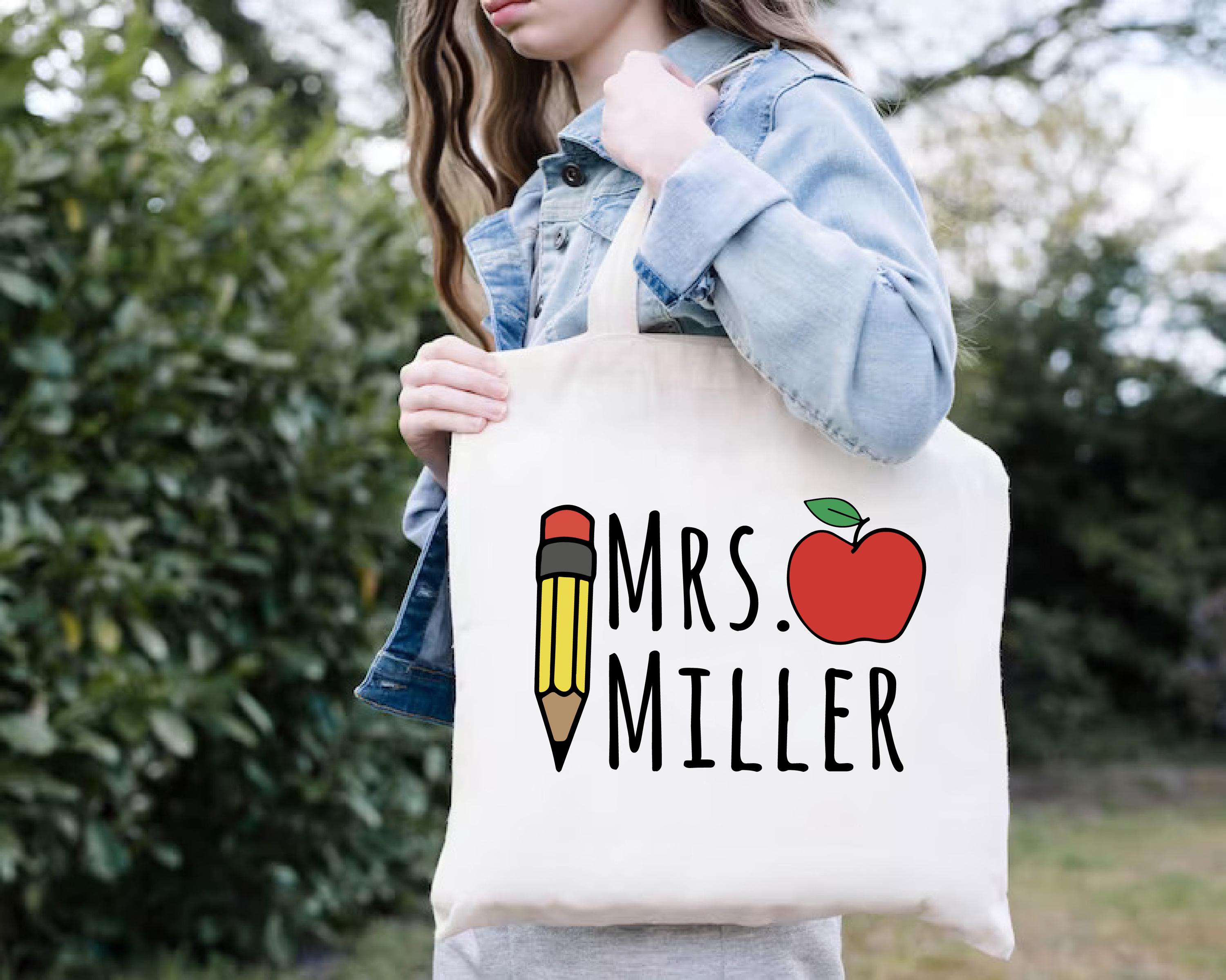 Teacher Gifts, Teacher Tote Bag, Personalized Teacher Tote Bag, Teacher Appreciation Bag, Personalized Name Teacher Gift, End Of School Gift