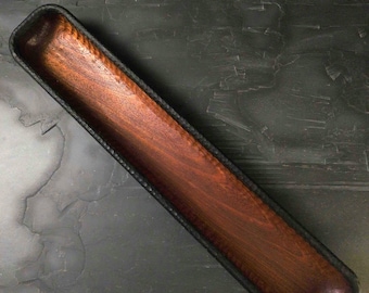 Hand Carved Sapele Vessel: The Ember Form | Ebonised Sculptural Tray