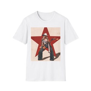 Koszulka Cowboy Carter, odważna koszulka graficzna z motywem gwiazdy, koszulka unisex w stylu softstyle, modny strój codzienny, wieczorne wyjście, prezent dla niej
