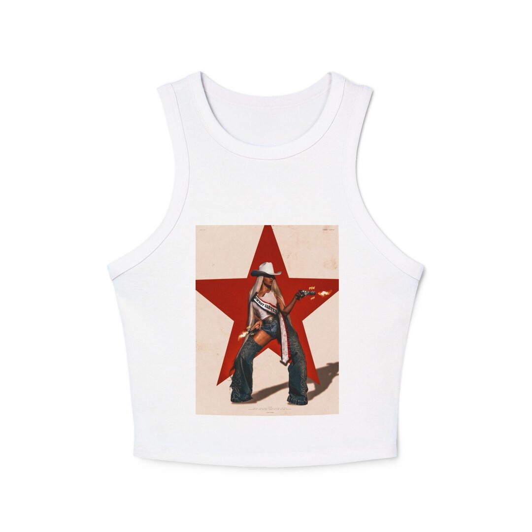 Cowboy Carter Beyonce Tank Top With Retro Star Design, Casual Women's ...