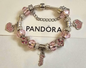 Pretty in Pink - Love Hearts - Authentic Pandora Bracelet w/receipt