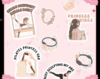 Pilates Sticker Combo Pack – Choose 2 Sets | Princess Vibes, Pilates Era, Motivation & More
