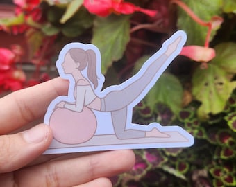 Strong and Soft Pilates Sticker Set – Fitness Girl & Dumbbell Workout Stickers for Gym Water Bottle, Laptop, Journal | Aesthetic sticker