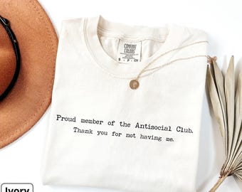 Funny shirt, Antisocial Club T-Shirts, Introvert Humor Tee, Sarcastic Tee, Funny Graphic T Shirts, Unique T Shirts, Trendy Gift Ideas