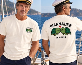 Personalized Boat Name T-Shirt, Custom Boating Shirt with Date, Comfort Colors Turtle Tee, New Boat Gift, Captain and Crew Matching Shirts