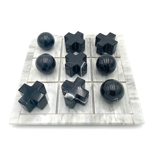 Handcrafted Marble Tic Tac Toe Set – Luxury Mexican Stone Game – 3D Design