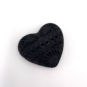 Black Clay Heart – Handmade Barro Negro Decorative Figurine from Oaxaca – Mexican Folk Art
