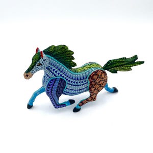 Green - Blue Horse  Alebrije – Hand-carved Oaxacan Art
