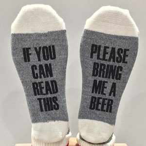 Quality Printed Socks in Wool or Cotton. If You Can Read This Bring Me a Beer. Mother's Father's Day Gift, Stocking Stuffer, Made in Canada image 2