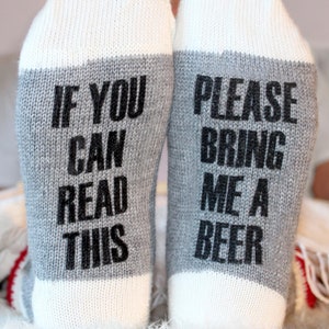 Quality Printed Socks in Wool or Cotton. If You Can Read This Bring Me a Beer. Mother's Father's Day Gift, Stocking Stuffer, Made in Canada image 1