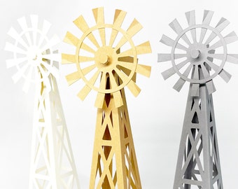 3D Windmill Papercraft: Farmhouse Christmas Ornament (SVG, Digital Download)