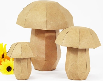 3D Paper Mushroom Set: DIY Cottagecore Decor (Printable PDF, SVG)