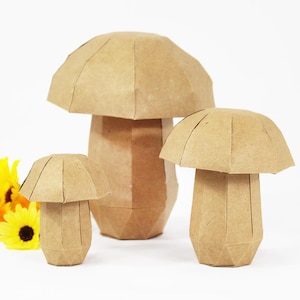 Printable Set of 3 DIY 3D Mushrooms. Instant Download and Print PDF, Jpg, Png. Paper Craft, Home Decor. SVG Cut File, Make Cottagecore Decor