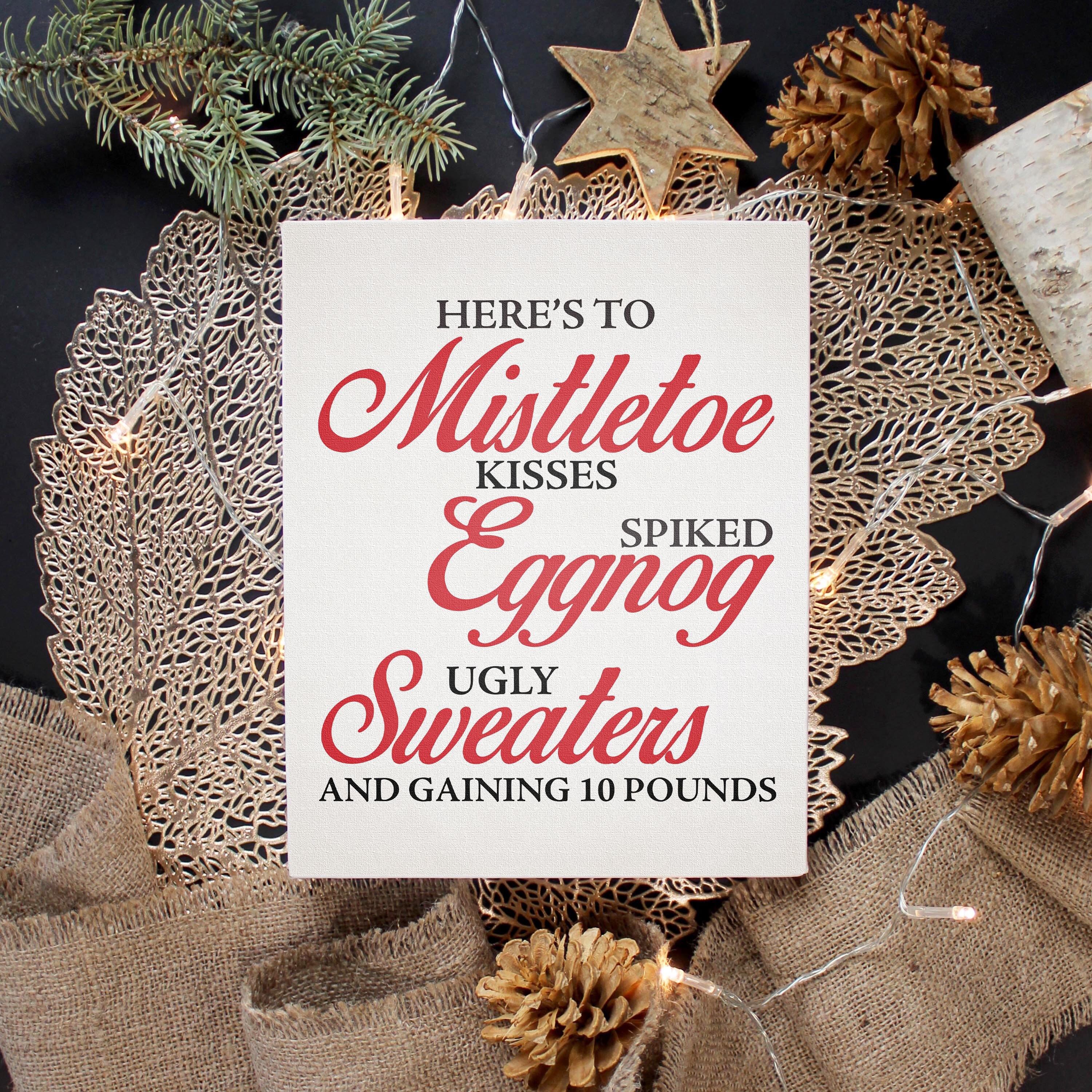 Fun Christmas Home Decor Canvas Sign. Mistletoe Kisses Spiked Etsy UK