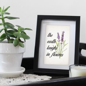 Printable Spring Sign. The Earth Laughs in Flowers With Vintage Lavender. Spring Home Wall Decor. Easy DIY Download JPG, Print and Frame. image 7