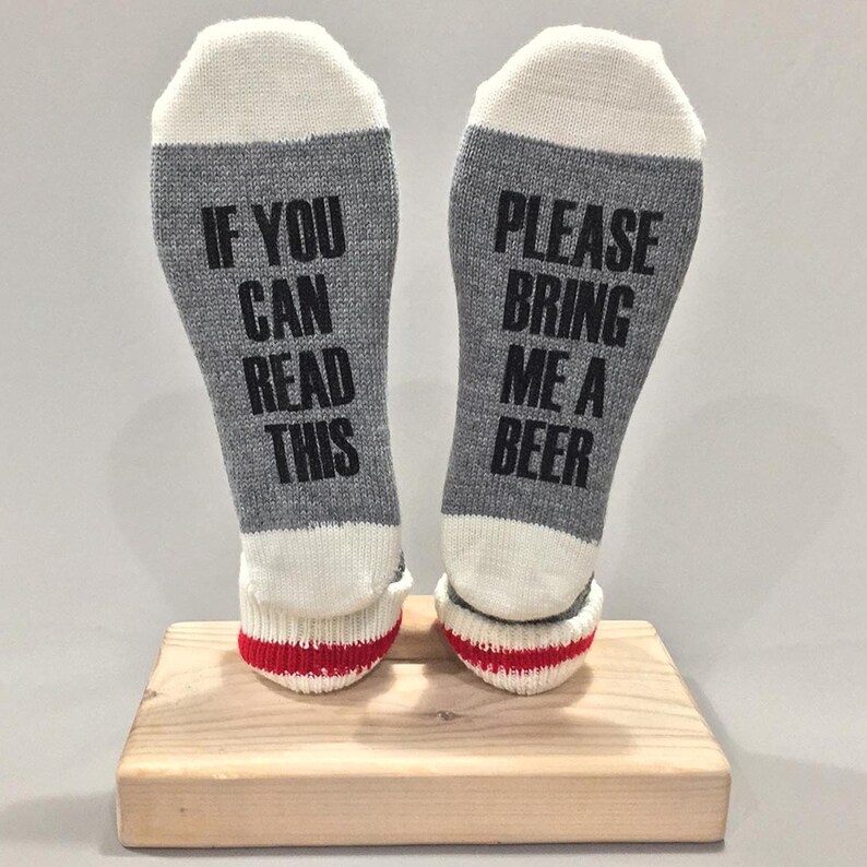 Quality Printed Socks in Wool or Cotton. If You Can Read This Bring Me a Beer. Mother's Father's Day Gift, Stocking Stuffer, Made in Canada image 2