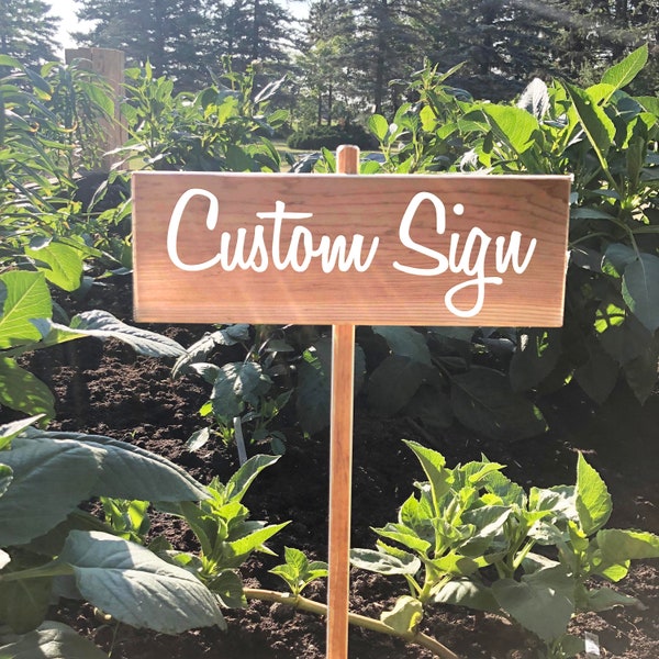 Custom Garden Sign. Handmade Country Sign for Your Flower Beds, Container Gardens or Raised Beds. Personalized Words, Customizable Sign