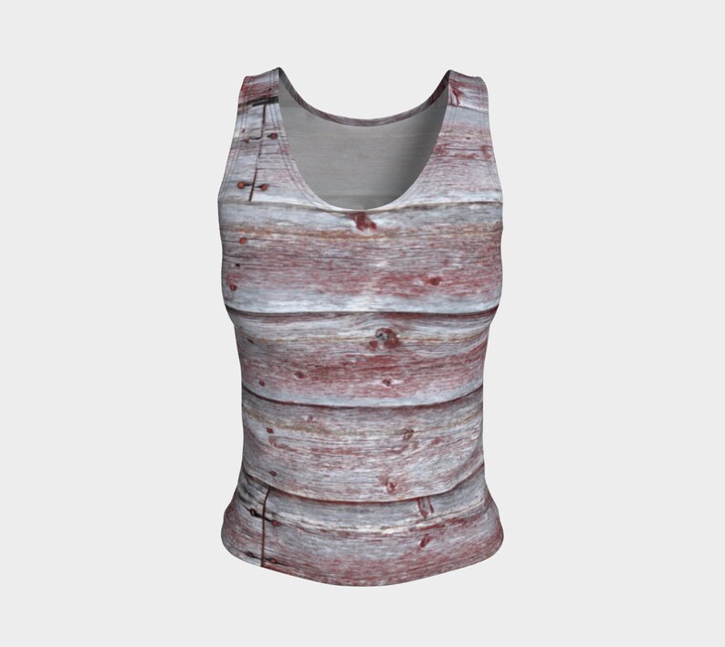 Red Barn Wood Tank Top Versatile Fitted Women S Fashion Etsy