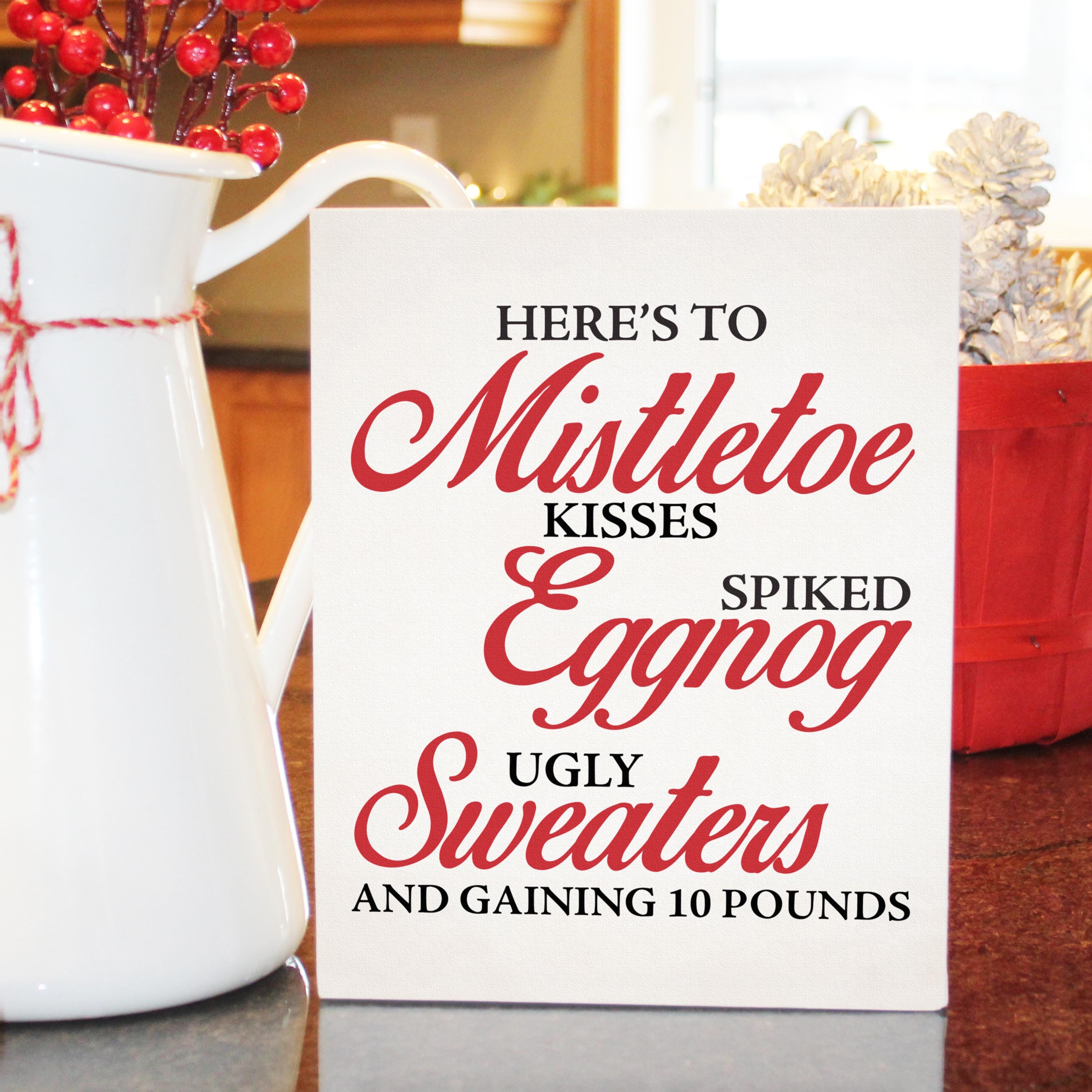 Fun Christmas Home Decor Canvas Sign. Mistletoe Kisses Spiked Etsy UK