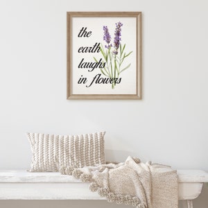 Printable Spring Sign. The Earth Laughs in Flowers With Vintage Lavender. Spring Home Wall Decor. Easy DIY Download JPG, Print and Frame. image 8