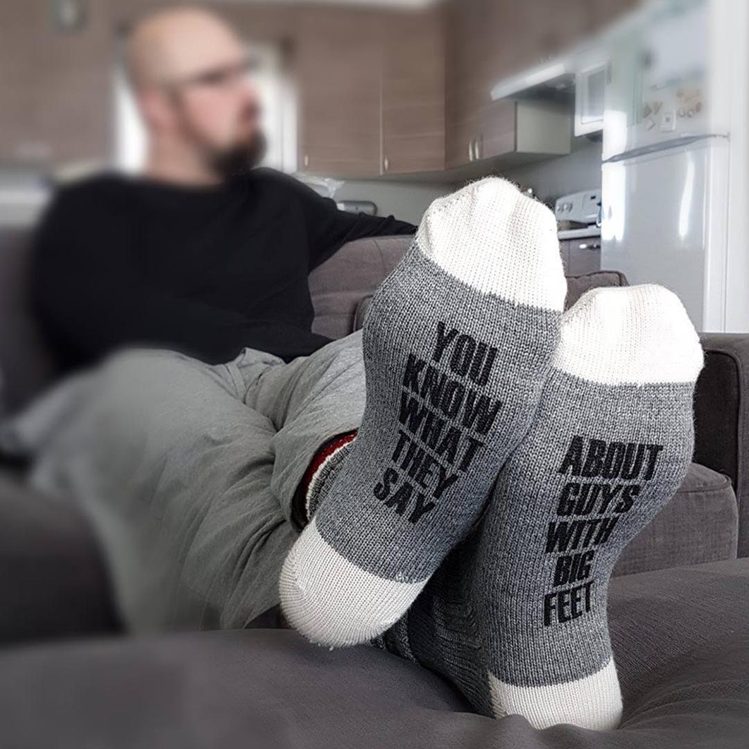 Funny Quality Printed Sock in Wool or Cotton. Guys With Big Feet