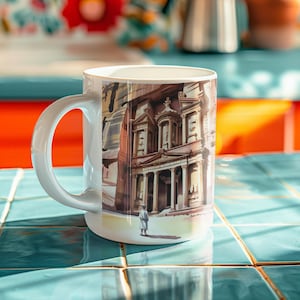 Petra Jordan Travel inspired warm earth tones Watercolour Art print 11oz Mug