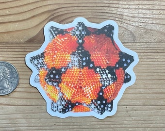 Monarch Sticker, Beadwoven Sculpture Sticker, Art Object Sticker, UV Resistant, Water Resistant