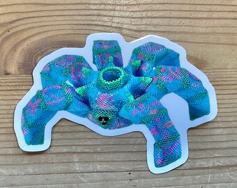 Sea Crab Sticker, High Quality Artwork Sticker, Beadwoven Art Sticker, UV Resistant, Water Resistant