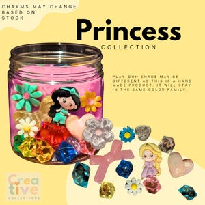 Princess Play-Doh Kit with Charms | Sensory Play Jar | Toddler Activity | Kids Party Gift | Montessori Toy | 4 oz collection