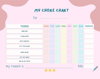 Kids Chore Chart Printable | Daily Responsibility Chart | Islamic Kids Chore Chart | Routine for Children