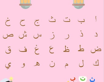 Arabic Alphabet Poster for Kids | Islamic Learning Printable | Muslim Kids Educational Wall Art | Learn Arabic Letters