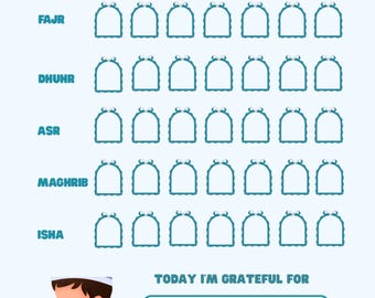 Weekly Salah Tracker Printable | Islamic Prayer Chart for Kids | Muslim Daily Prayer Tracker