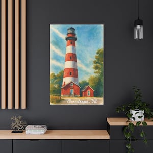 Canvas Wall Art, Chincoteague Virginia Assateague Lighthouse, Matte Print, Coastal Home Decor, Beach House Art, Nautical Wall Decor