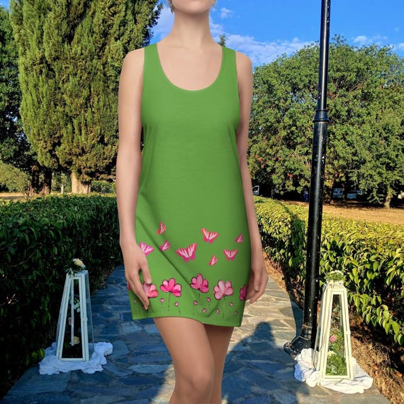 Morning Sunshine Women's Dress, Cute & Elegant Small Green Dress, Racerback Dress for Her, Children's Party Outfit, Positive Light Design Morning Sunshine Women's Dress, Cute & Elegant Small Green Dress, Racerback Dress for Her, Children's Party Outfit, Positive Light Design