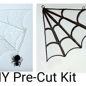 Stained Glass Spiderweb Kit, Pre-Cut Stained Glass Kit, Stain Glass Spiderweb, Spider Web Pre Cut Kit, Precut