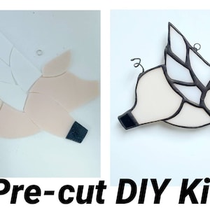Pre-Cut Stained Glass Flying Pig Kit, Stained Glass Kit, Stained Glass Pig, DIY Stained Glass Pig Kit, Pre Cut Glass, When Pigs Fly