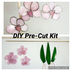 Pre-cut Stained Glass Orchid Kit, Stained Glass Kit, Pre Cut Glass Kit, DIY Kit, Stained Glass Orchid