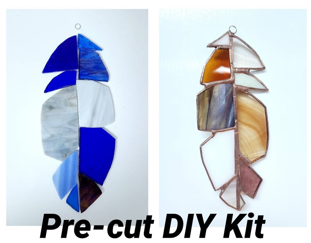 Precut Stained Glass Feather Kit, Stained Glass Kit, Stained Glass