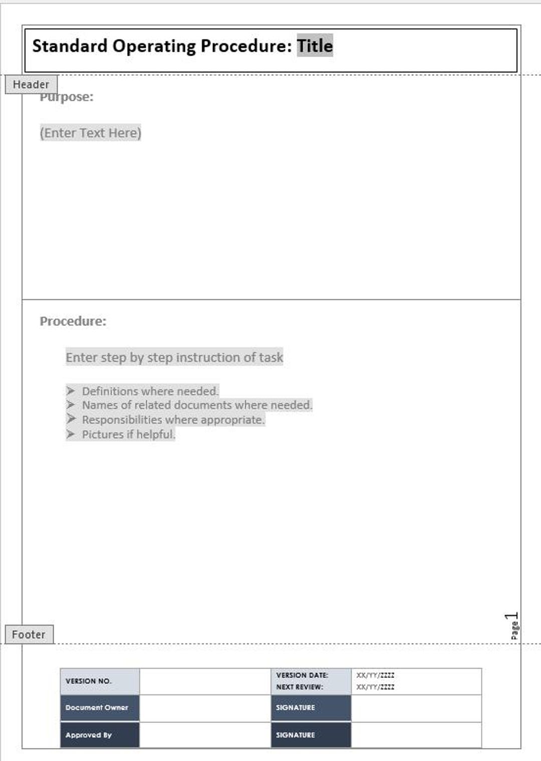 SOP Template – Step-by-step Standard Operating Procedure Document ...