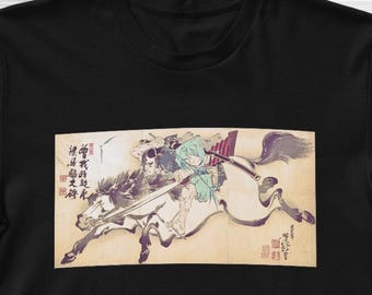 Ukiyo-e Samurai T-Shirt: Japanese Warrior on Horseback Art