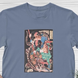 Samurai vs Sea Dragon T-Shirt: Ukiyo-e Japanese Art Graphic Tee
