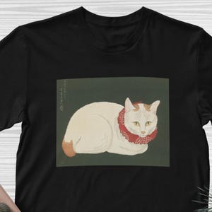 T-shirt Japanese Ukiyo-e Art Tee, Cute Cat Design, Classic Hokusai Hiroshige Woodblock Print Gift For Art Enthusiasts