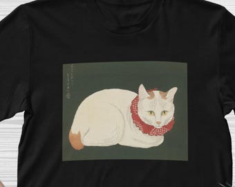 T-shirt Japanese Ukiyo-e Art Tee, Cute Cat Design, Classic Hokusai Hiroshige Woodblock Print Gift For Art Enthusiasts