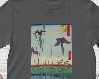 Ukiyo-e Japanese Art T-Shirt: Hiroshige Iris Garden Print